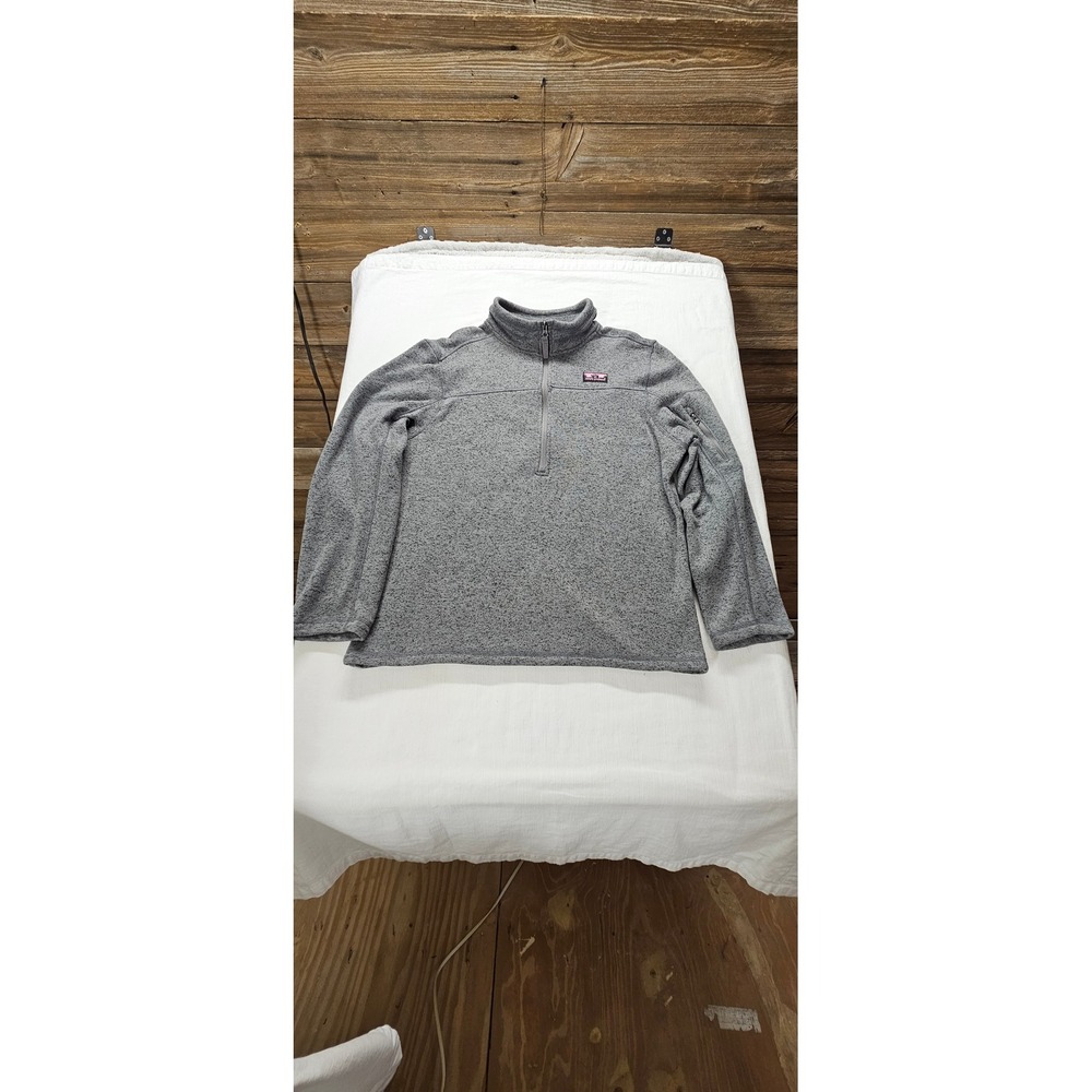 Simply Southern Womens Large Gray Quarter Zip Fleece Pullover Sleeve Pocket Logo